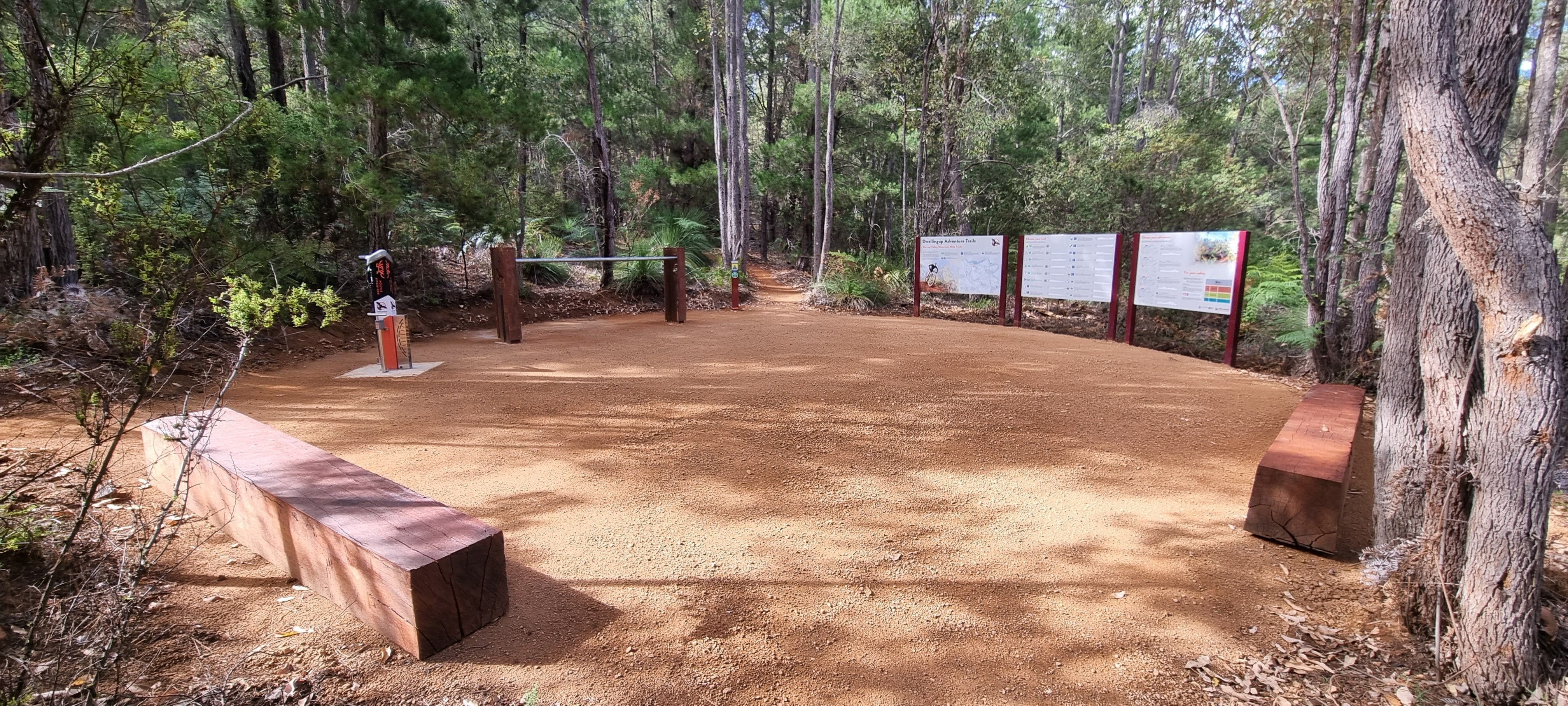 Lower trail head. 
All basecourse, signage and items installed by Loztrails