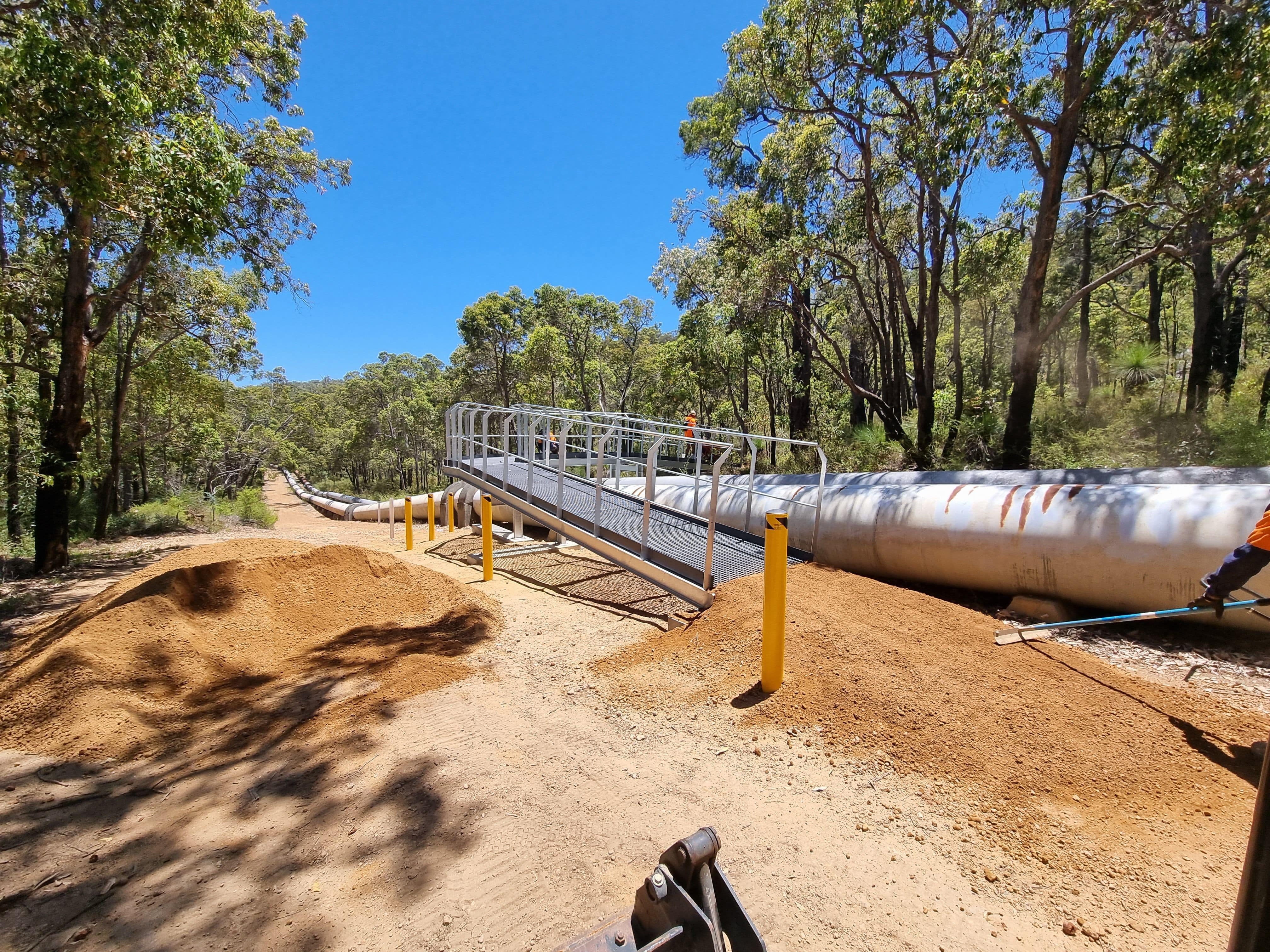 Cycle bridge with the finishing touches being applied